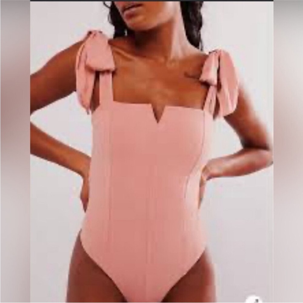 Intimately Free People Lola Bodysuit in Coral Size Medium